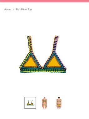 NWT KIINI Yellow Crochet-Trim Bikini Set with Multicolor Edging Large